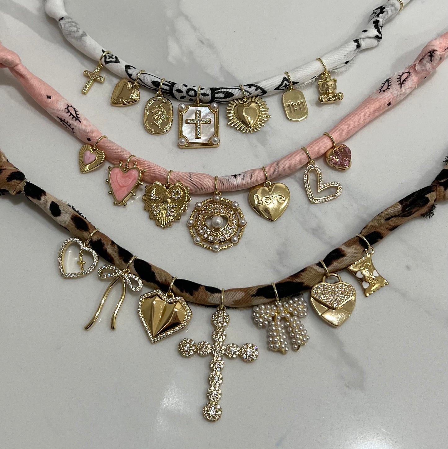 Pink Heart Bandana Necklace