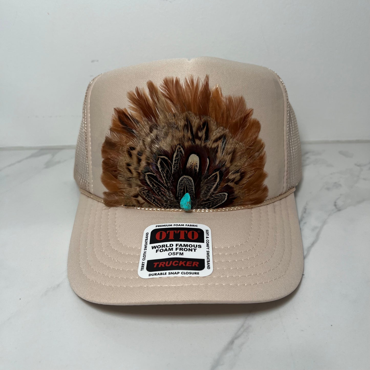 Funky FEATHER Trucker Hat Tan